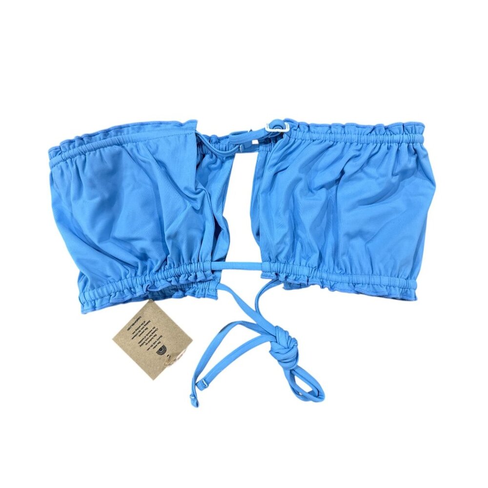 Free People x Toast Swim Women Signature Ruffle Sky Bandeau-Top LARGE